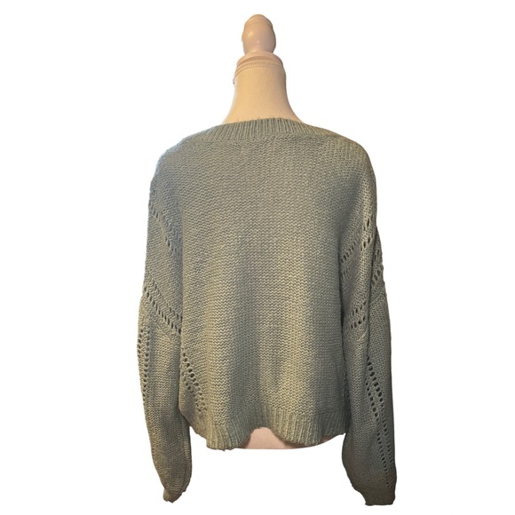 Oversized Light Blue Open Knit Sweater Cozy Soft XL - Picture 3 of 5